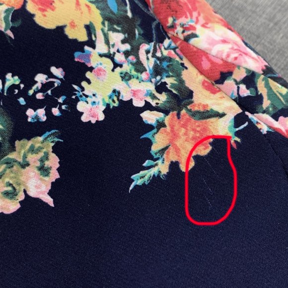 Those Days Beautiful Navy Blue Jacket Floral Print Shoulder Pads Cotton 1 Button - Picture 11 of 15